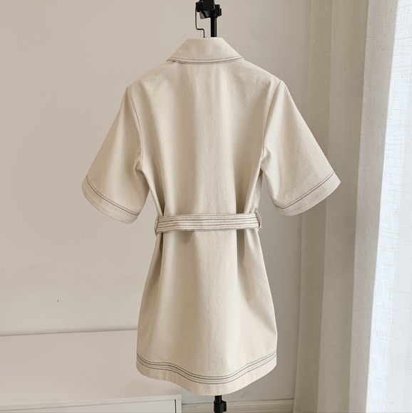 Alemais Norma Denim Mini Dress in Cream - Picture 13 of 13